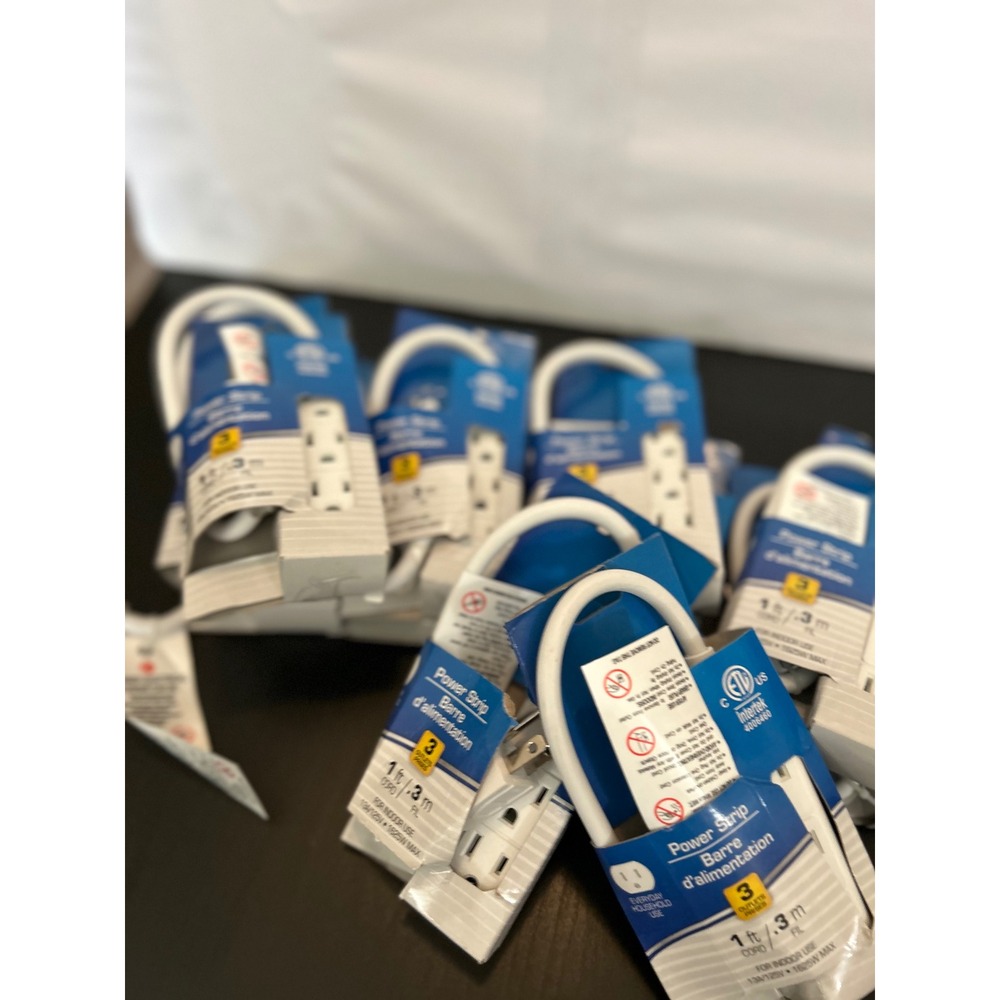 Power Strip Wall Tap White 3-Outlet 6-Outlet Grounded Indoor Bulk Lot Bulk Lot
